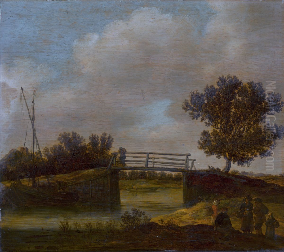 Landscape with Bridge, known as 'The Small Bridge' Oil Painting by Jan van Goyen
