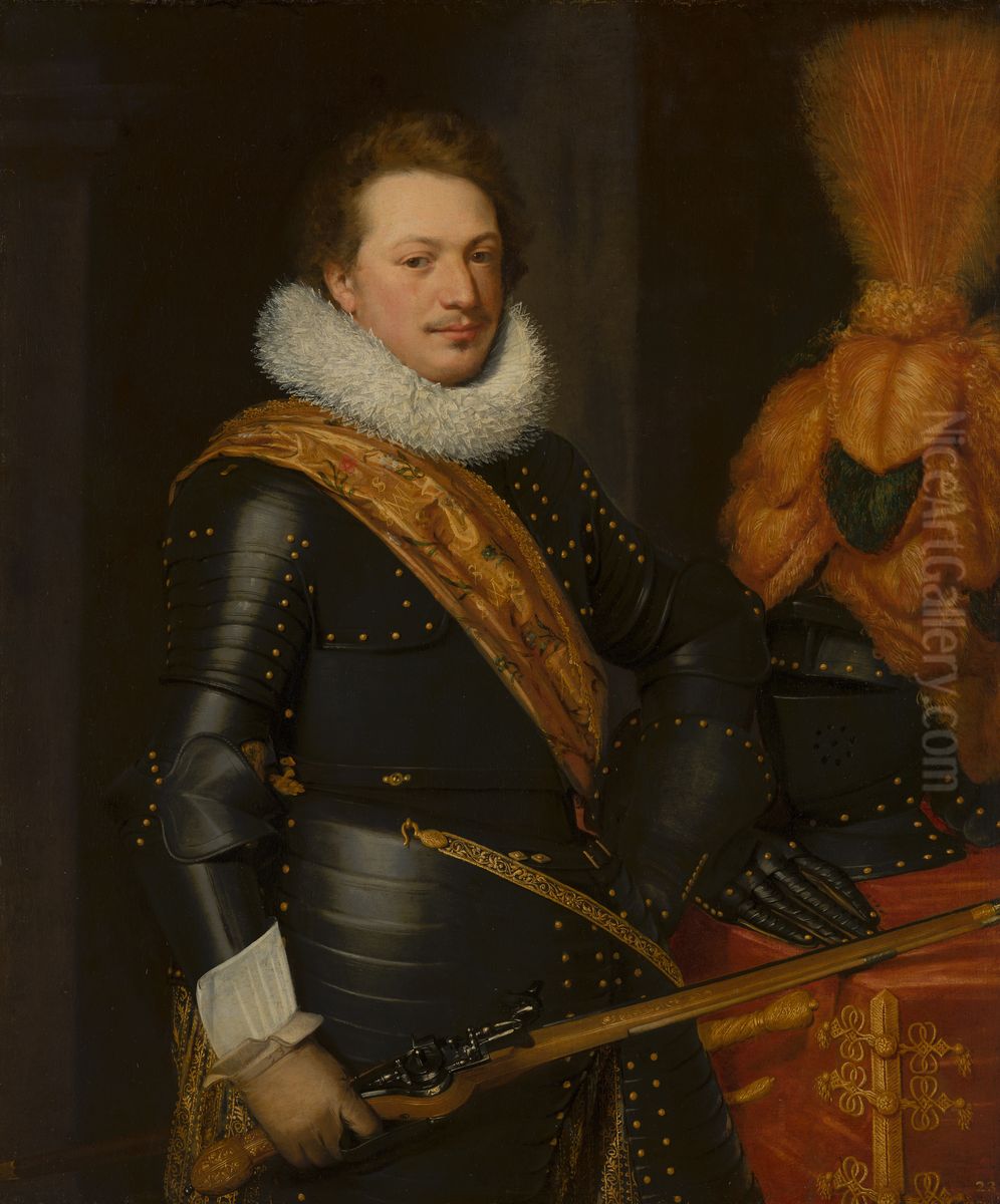 Portrait of an Officer, presumably Walraven IV van Brederode (1596/97-1620) Oil Painting by Jan Van Ravesteyn