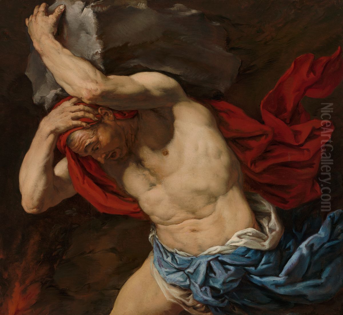 Sisyphus Oil Painting by Antonio Zanchi