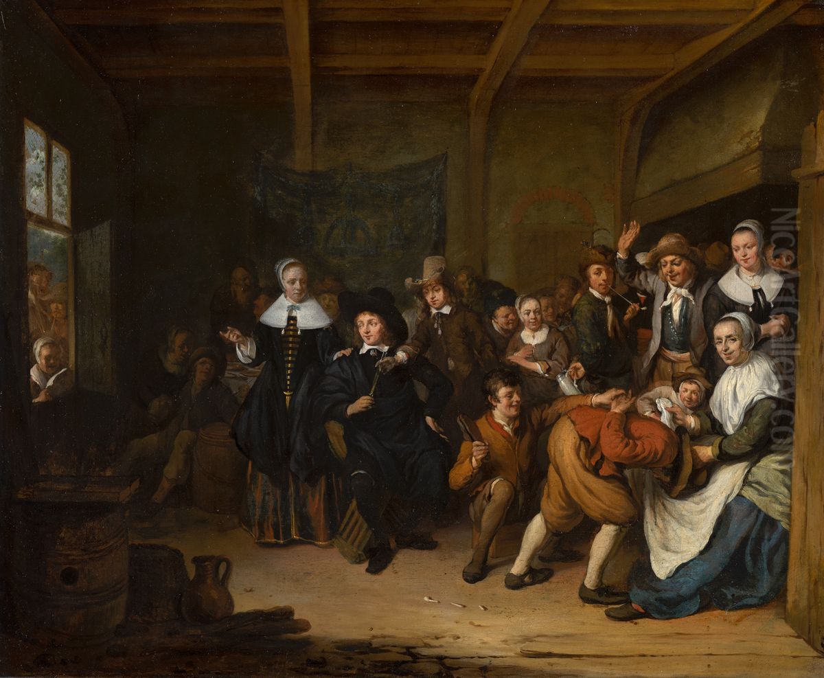 'La Main Chaude' ('Hot Cockles') Oil Painting by Cornelis De Man