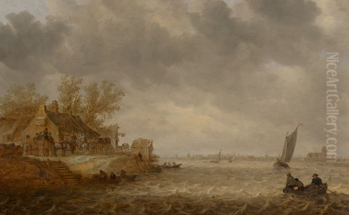 View of Dordrecht from Papendrecht Oil Painting by Jan van Goyen