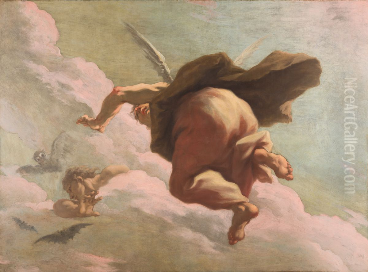 De nacht die op de vlucht wordt gejaagd Oil Painting by Giovanni Antonio Pellegrini