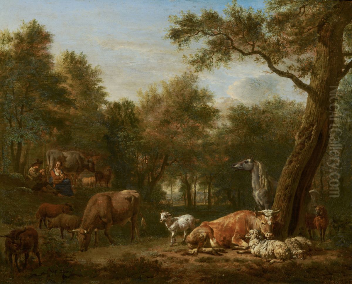 Wooded Landscape with Cattle Oil Painting by Adriaen Van De Velde