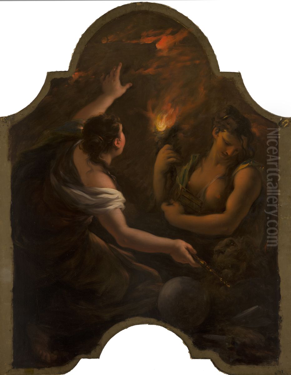 Allegorical Representation, Possibly a Depiction of 'Raison d'Etat' Oil Painting by Giovanni Antonio Pellegrini