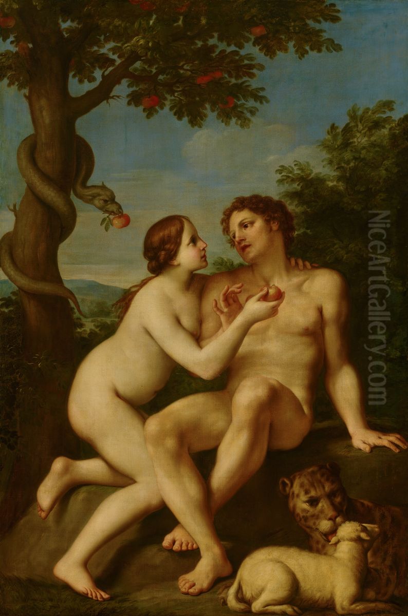 Adam and Eve Oil Painting by Marcantonio Franceschini)