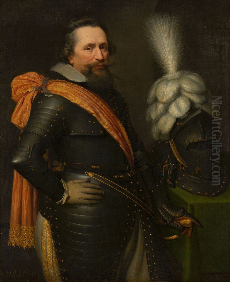 Portrait of an Officer, presumably Anthonis van Utenhoven (d. 1625) Oil Painting by Jan Van Ravesteyn
