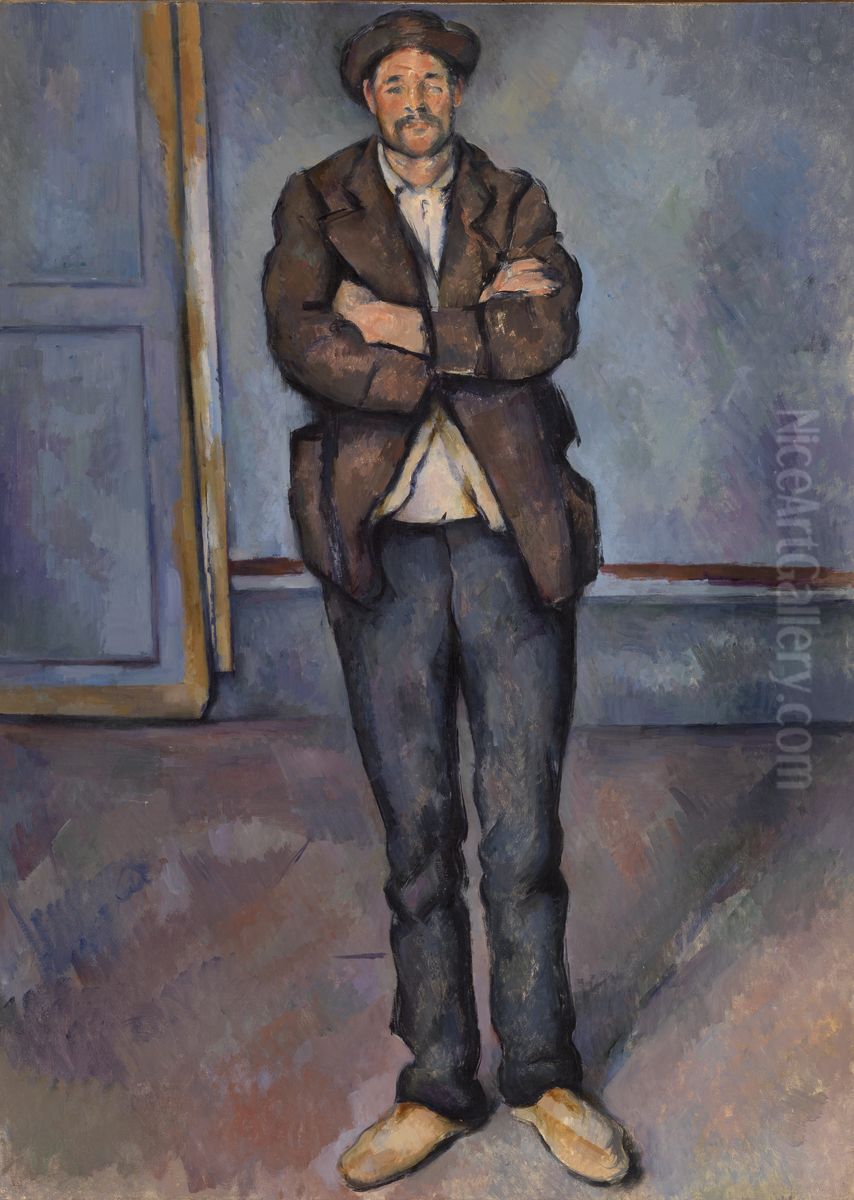 Peasant Standing with Arms Crossed (Paysan debout, les bras croises) Oil Painting by Paul Cezanne