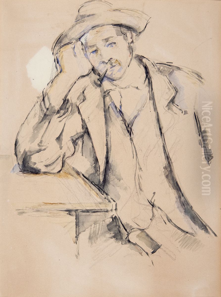 Leaning Smoker (Fumeur accoude) Oil Painting by Paul Cezanne