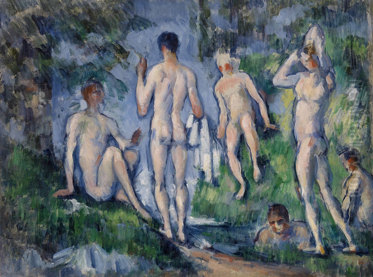 Group of Bathers (Groupe de baigneurs) Oil Painting by Paul Cezanne