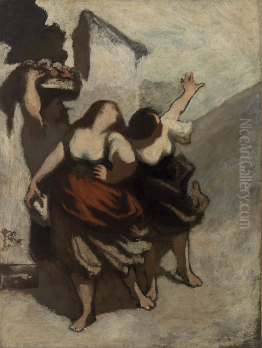 The Ribalds (Les Ribaudes) Oil Painting by Honore Daumier