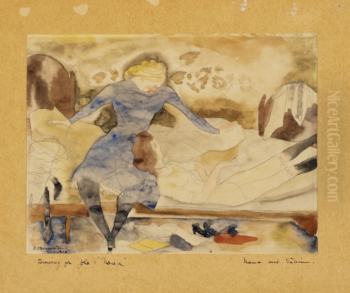 Nana Visiting her Friend Satin Oil Painting by Charles Demuth