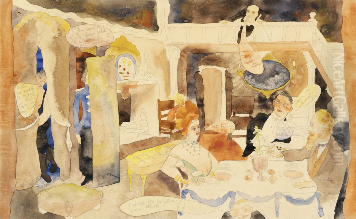 Lulu and Alva Schon at Lunch Oil Painting by Charles Demuth