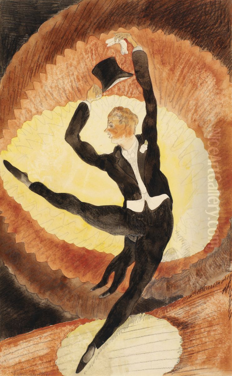 Acrobatic Male Dancer with Top Hat Oil Painting by Charles Demuth