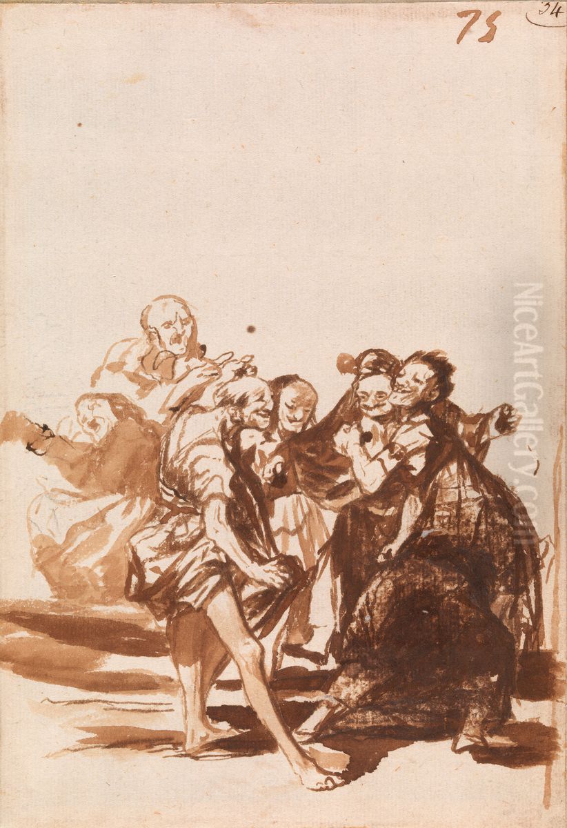 Old People Singing and Dancing Oil Painting by Francisco Goya Fuendetodos