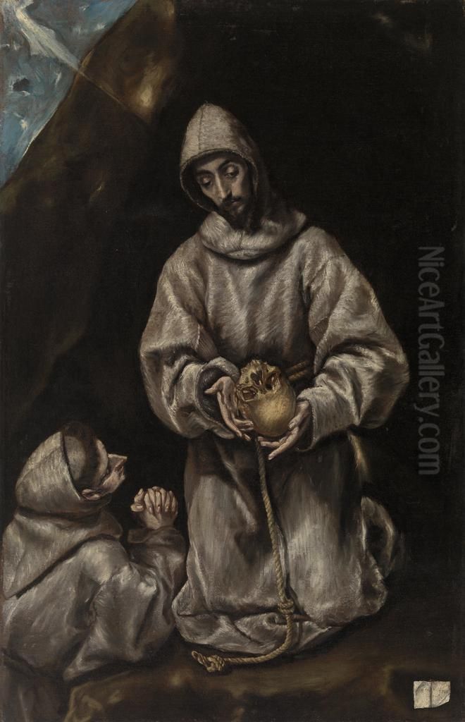 Saint Francis and Brother Leo Meditating on Death Oil Painting by El Greco