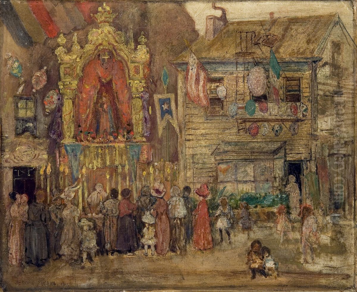 Street Shrine Oil Painting by Jerome Myers