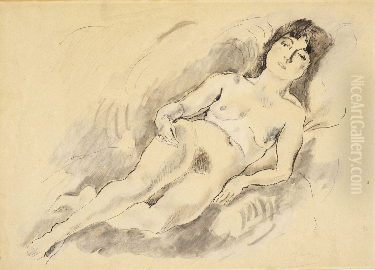 Reclining Nude Oil Painting by Jules Pascin
