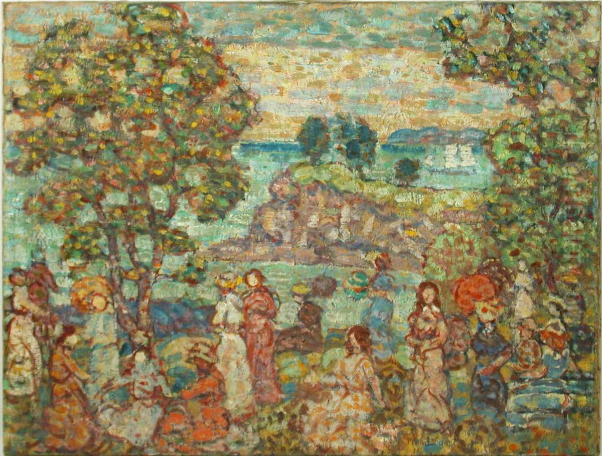 Landscape (Beach Scene) Oil Painting by Maurice Prendergast