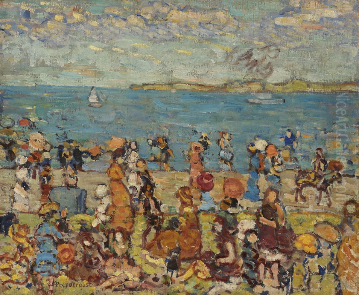 Beach Scene Oil Painting by Maurice Prendergast