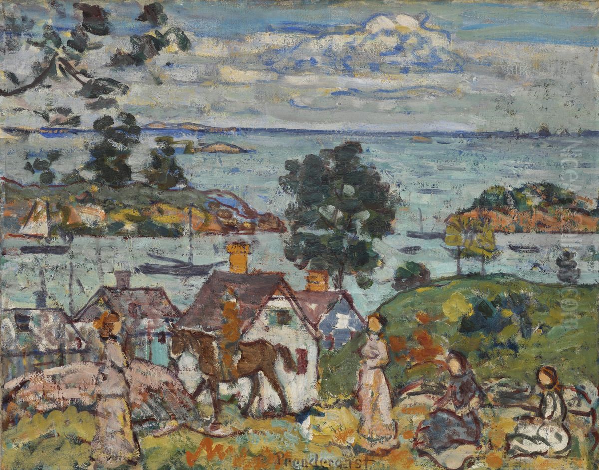 Gloucester Harbor Oil Painting by Maurice Prendergast