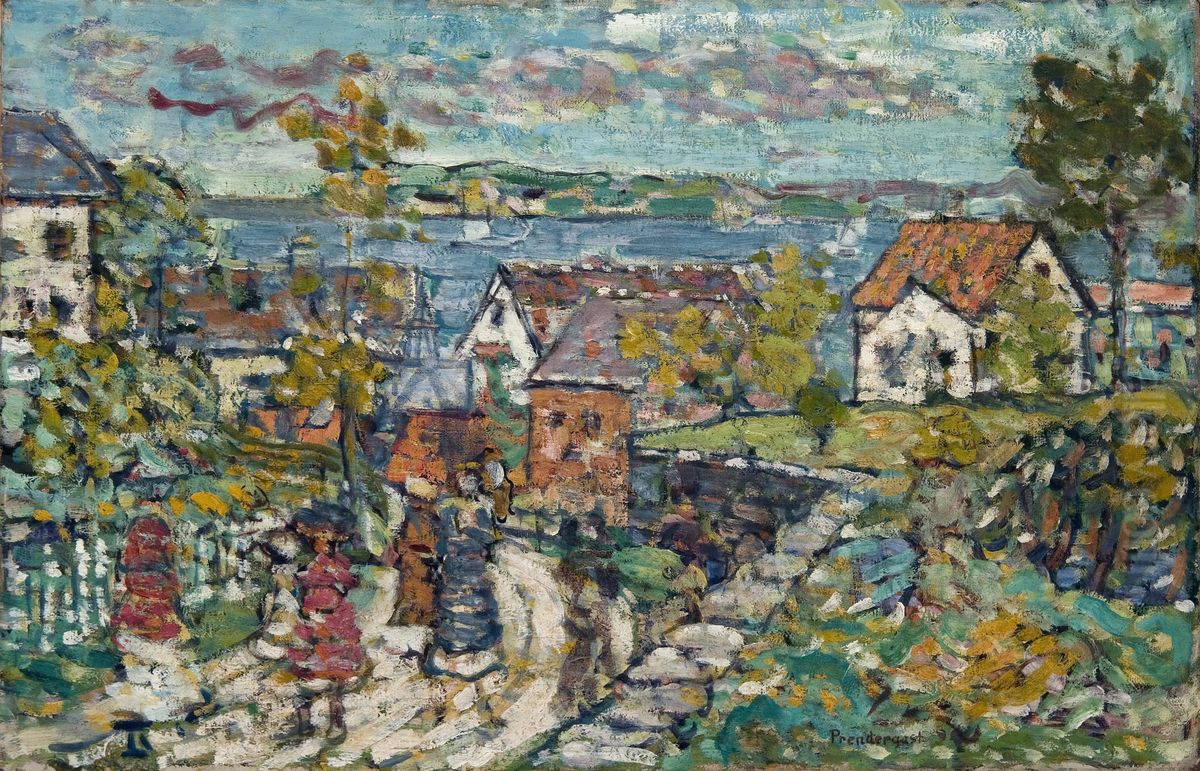 Landscape (Road & Town) Oil Painting by Maurice Prendergast