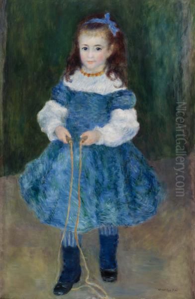 Girl with a Jump Rope (Portrait of Delphine Legrand) Oil Painting by Pierre Auguste Renoir