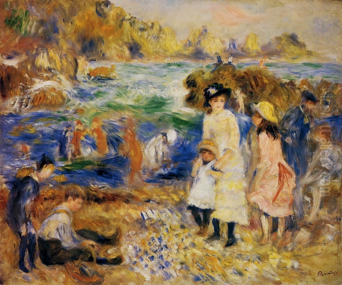 Enfants au bord de la mer a Guernsey Oil Painting by Pierre Auguste Renoir