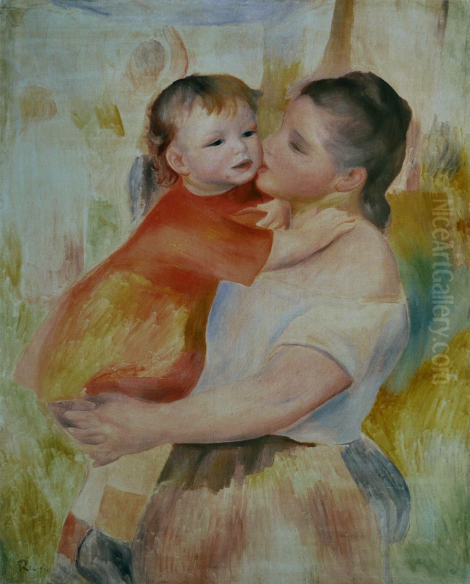 Lavandiere a l'enfant Oil Painting by Pierre Auguste Renoir