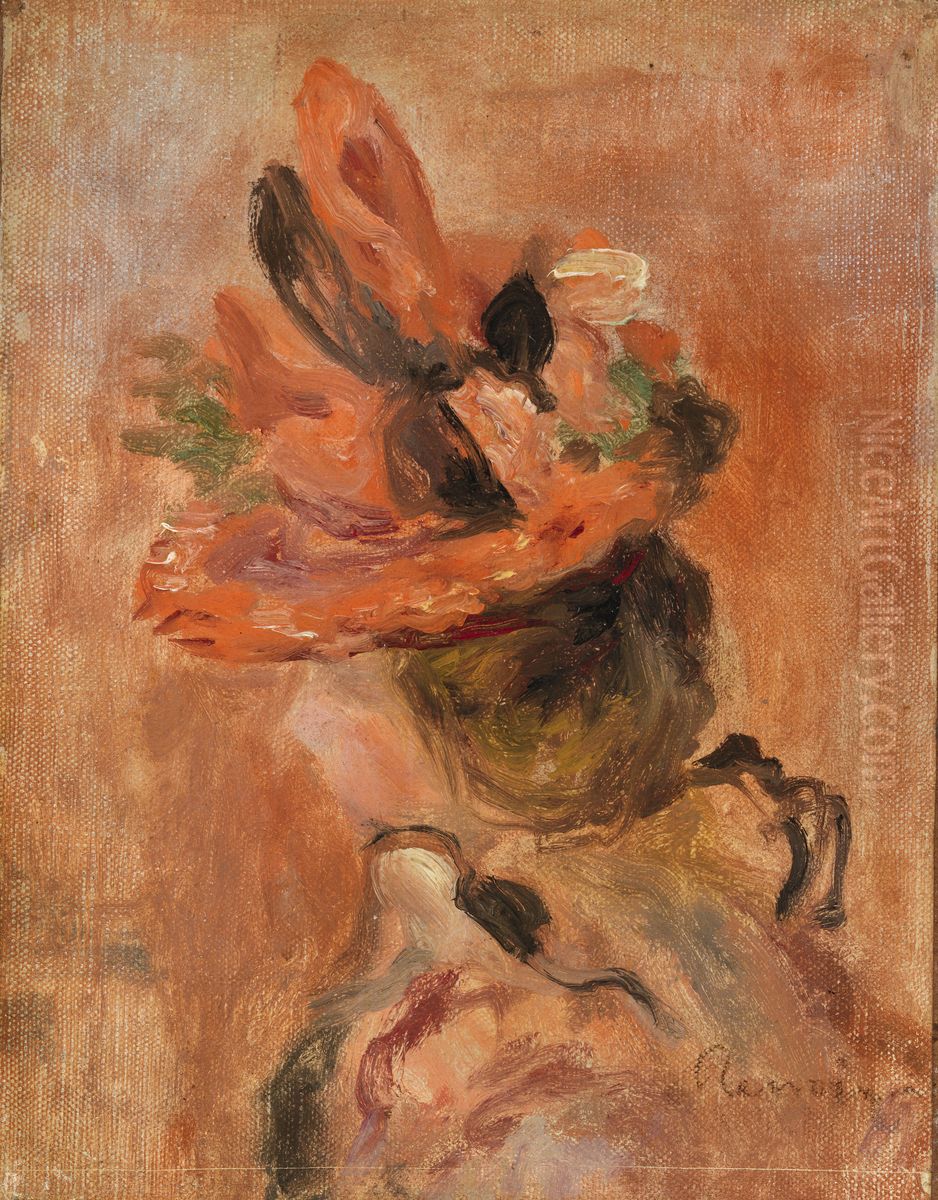Woman's Head with Red Hat Oil Painting by Pierre Auguste Renoir