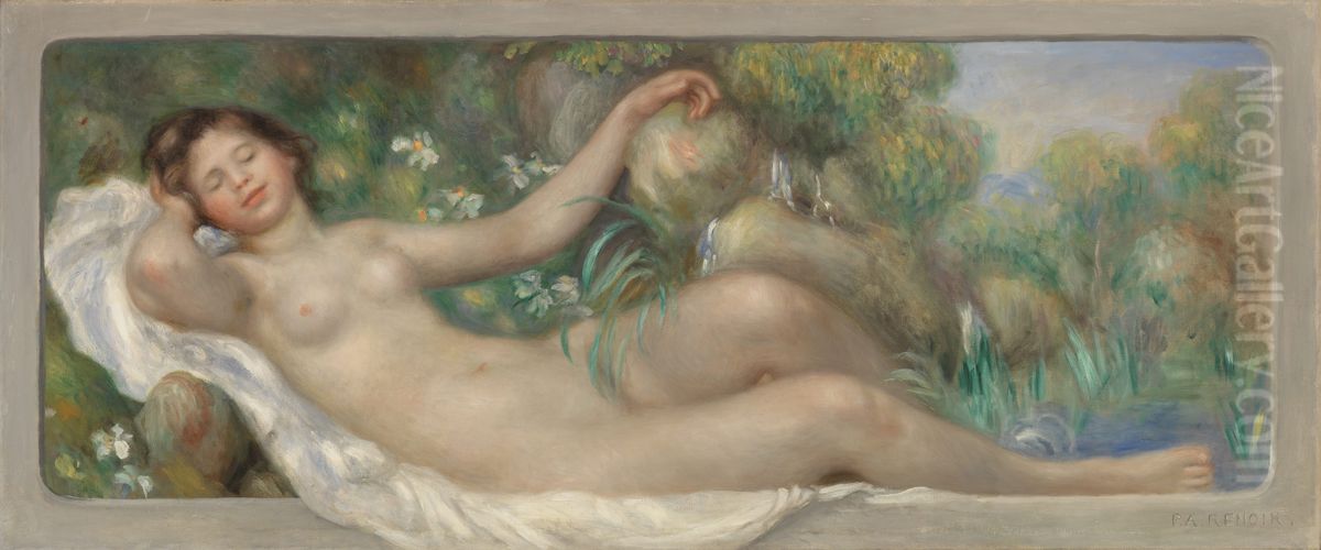 Reclining Nude (La Source) Oil Painting by Pierre Auguste Renoir