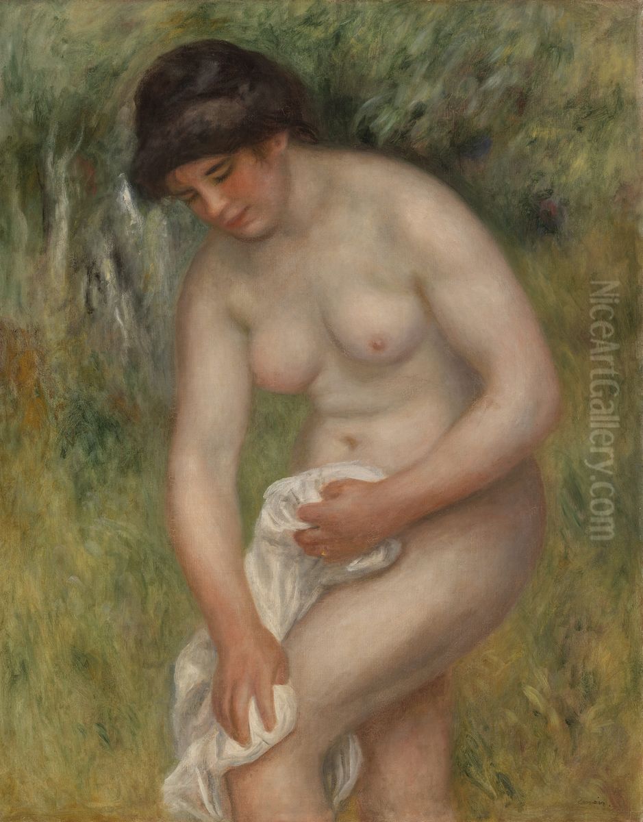 Bather Drying Herself (Baigneuse s'essuyant) Oil Painting by Pierre Auguste Renoir