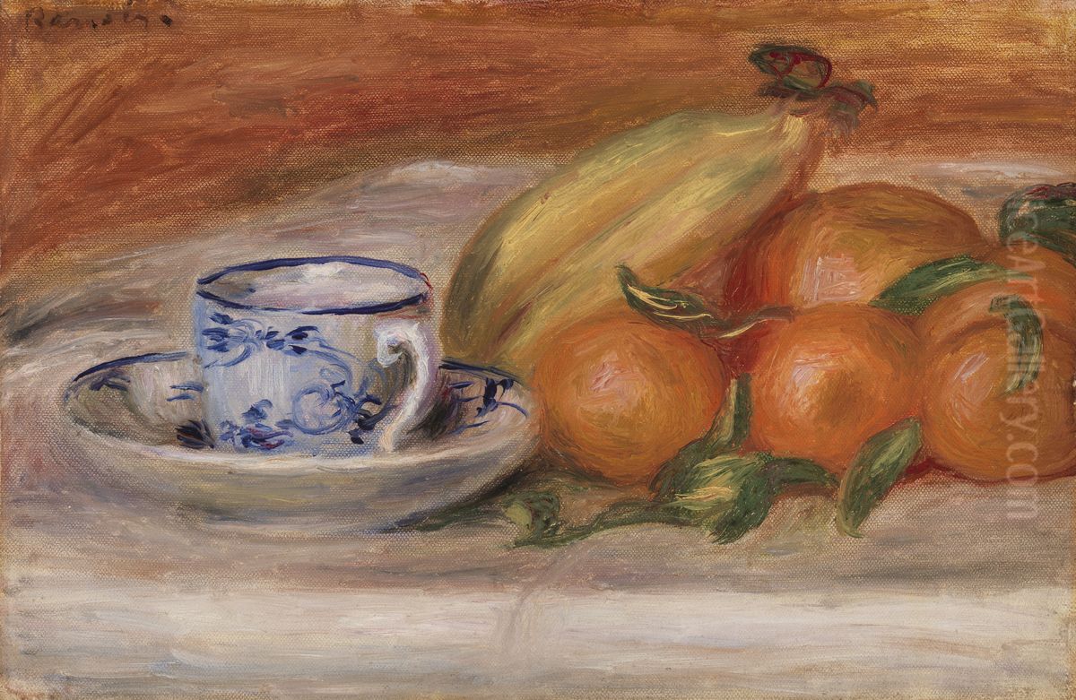 Oranges, Bananas, and Teacup (Oranges, bananes et tasse de the) Oil Painting by Pierre Auguste Renoir