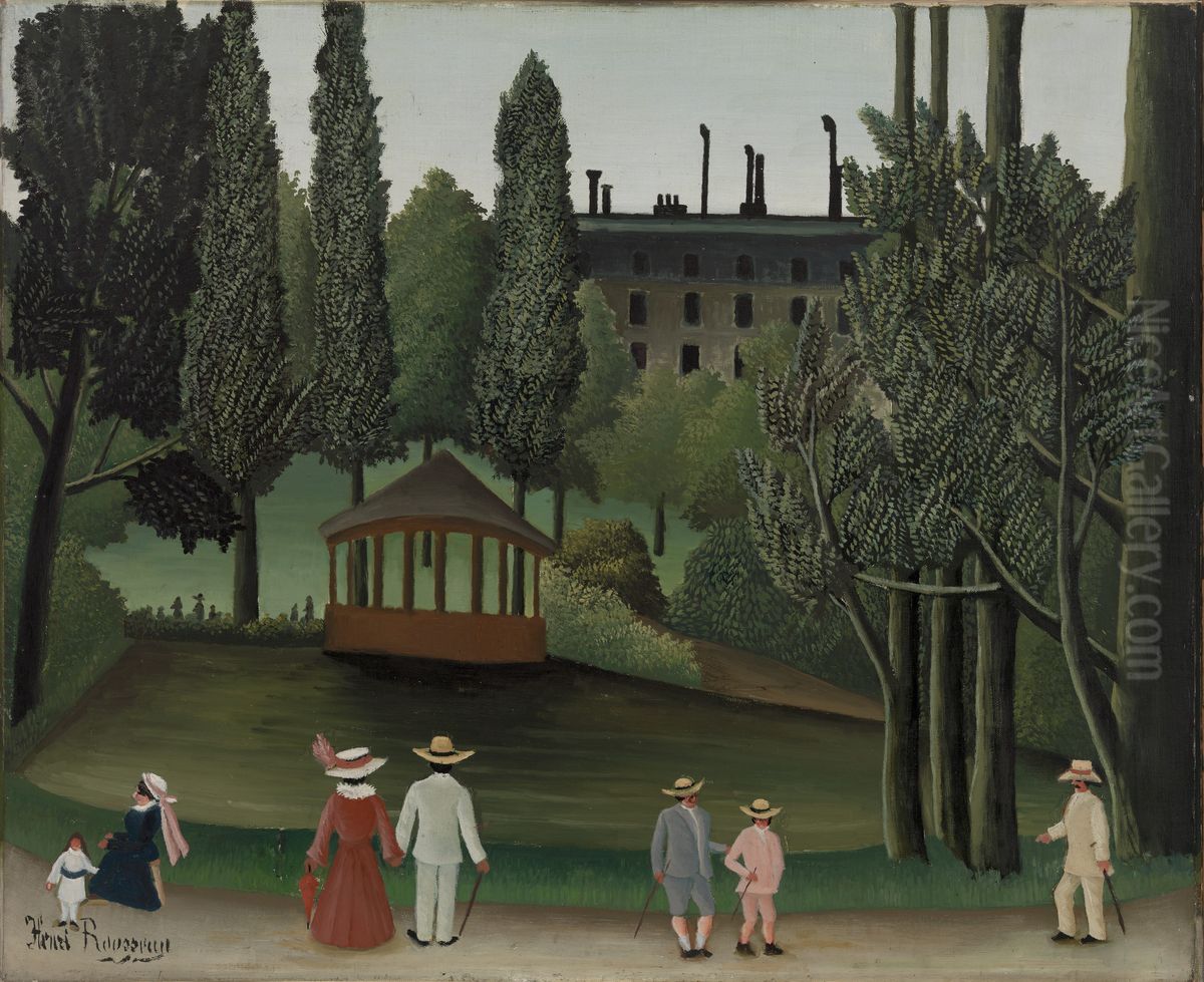 View of Montsouris Park, the Kiosk (Vue du Parc Montsouris, Le Kiosque) Oil Painting by Henri Julien Rousseau