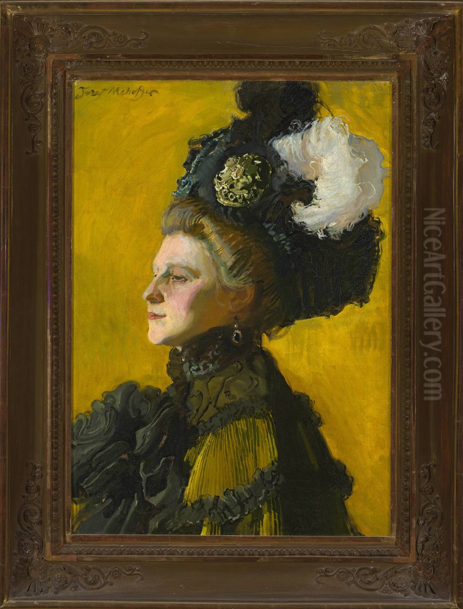 Portrait of artist's wife, Jadwiga nee Janakowska Oil Painting by Jozef Mehoffer