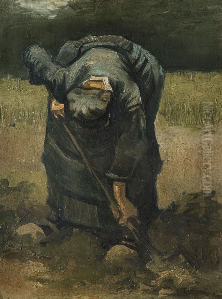 A Peasant Woman Digging Oil Painting by Vincent Van Gogh