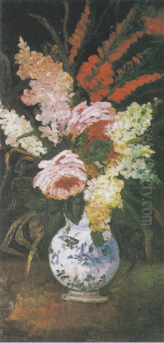 Vase mit Gladiolen und Flieder Oil Painting by Vincent Van Gogh