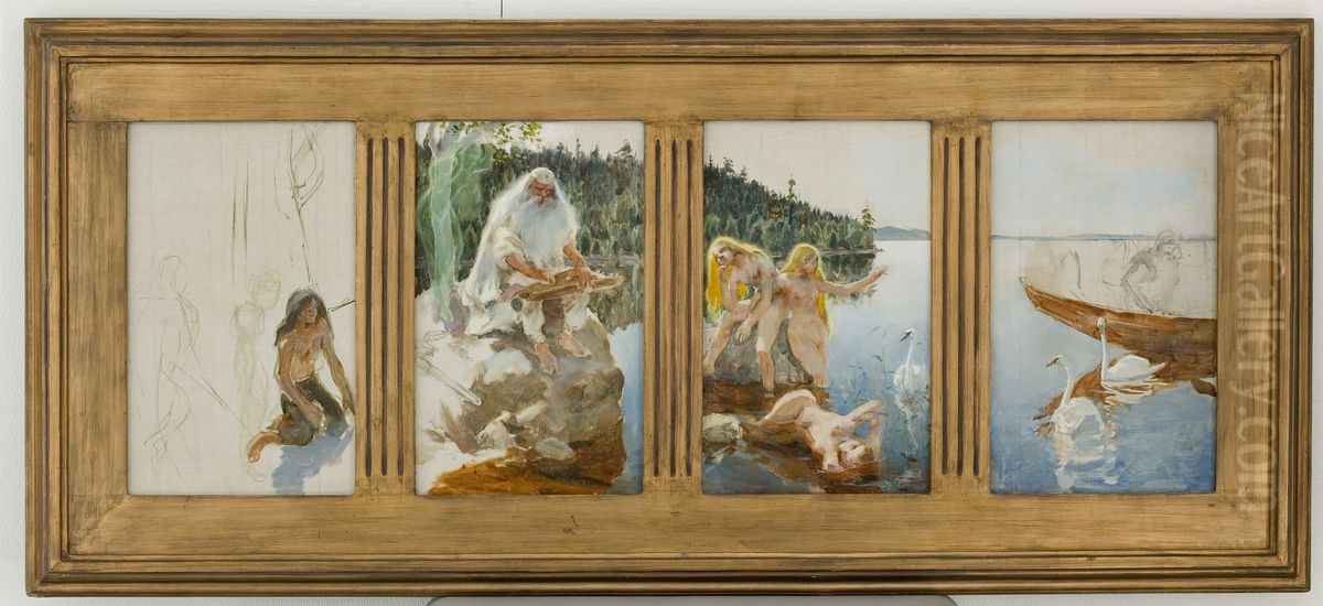 Vainamoinen spelar Oil Painting by Akseli Valdemar Gallen-Kallela