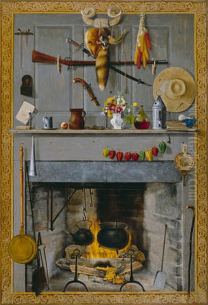 Grandma's Hearthstone Oil Painting by John Haberle