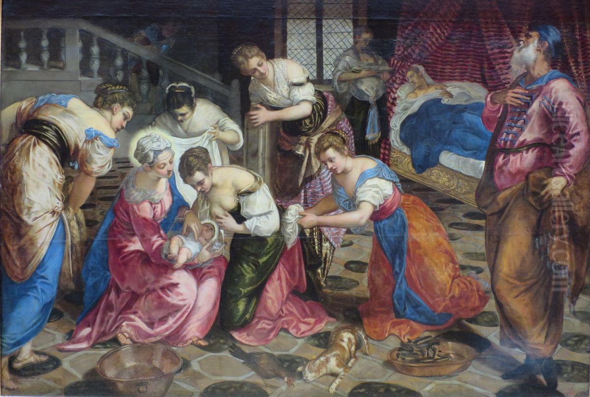 Birth of St John the Baptist Oil Painting by Jacopo Tintoretto