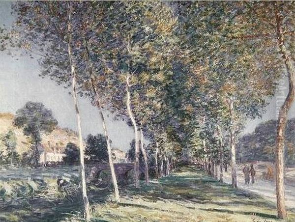 Allee de peupliers aux environs de Moret-sur-Loing Oil Painting by Alfred Sisley