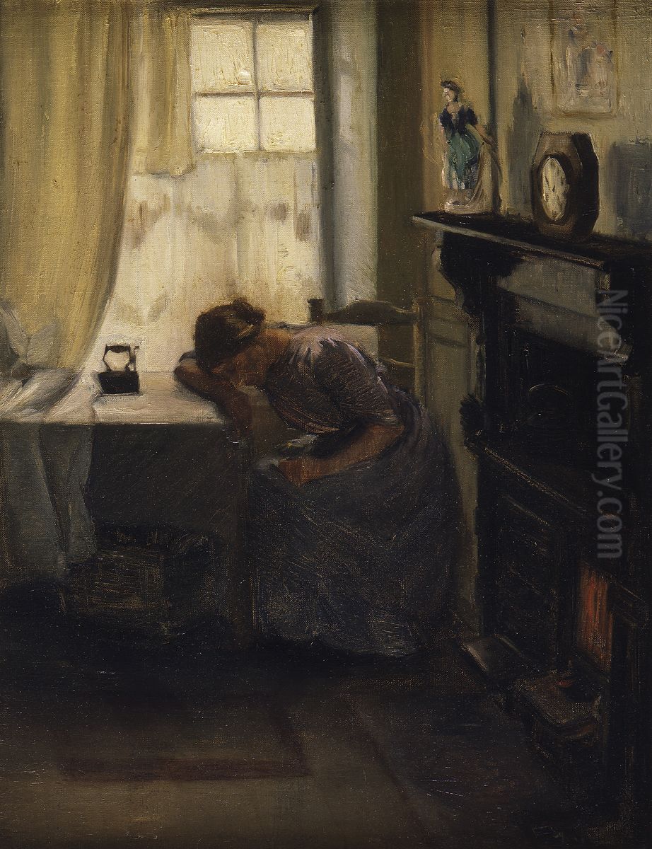 Tired Oil Painting by Mina Arndt