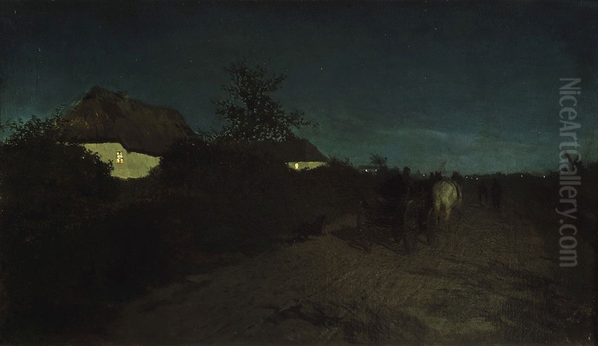 Night Oil Painting by Maksymilian Gierymski