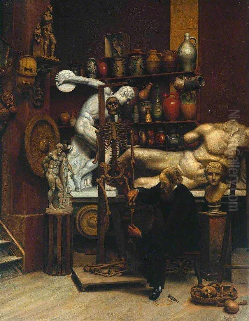 An Incident in Studio Life Oil Painting by Samuel Butler