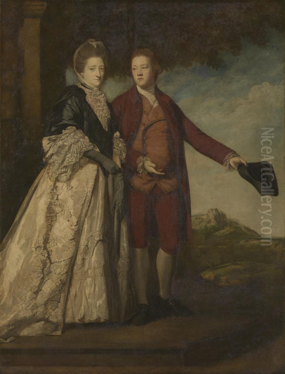 Sir Watkin Williams-Wynn and his Mother Oil Painting by Of Sir Joshua Reynolds