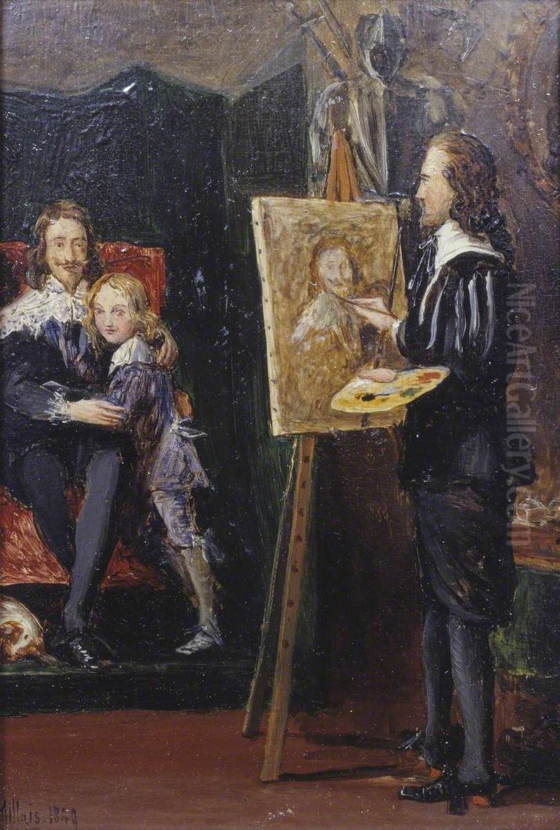 Charles I and his Son in the Studio of Van Dyck Oil Painting by Sir John Everett Millais