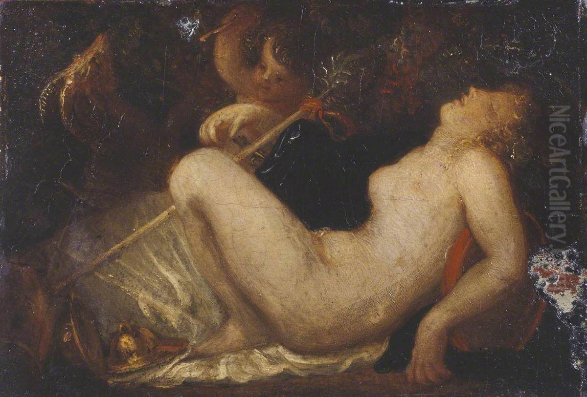 A Nymph Sleeping Oil Painting by Thomas Stothard