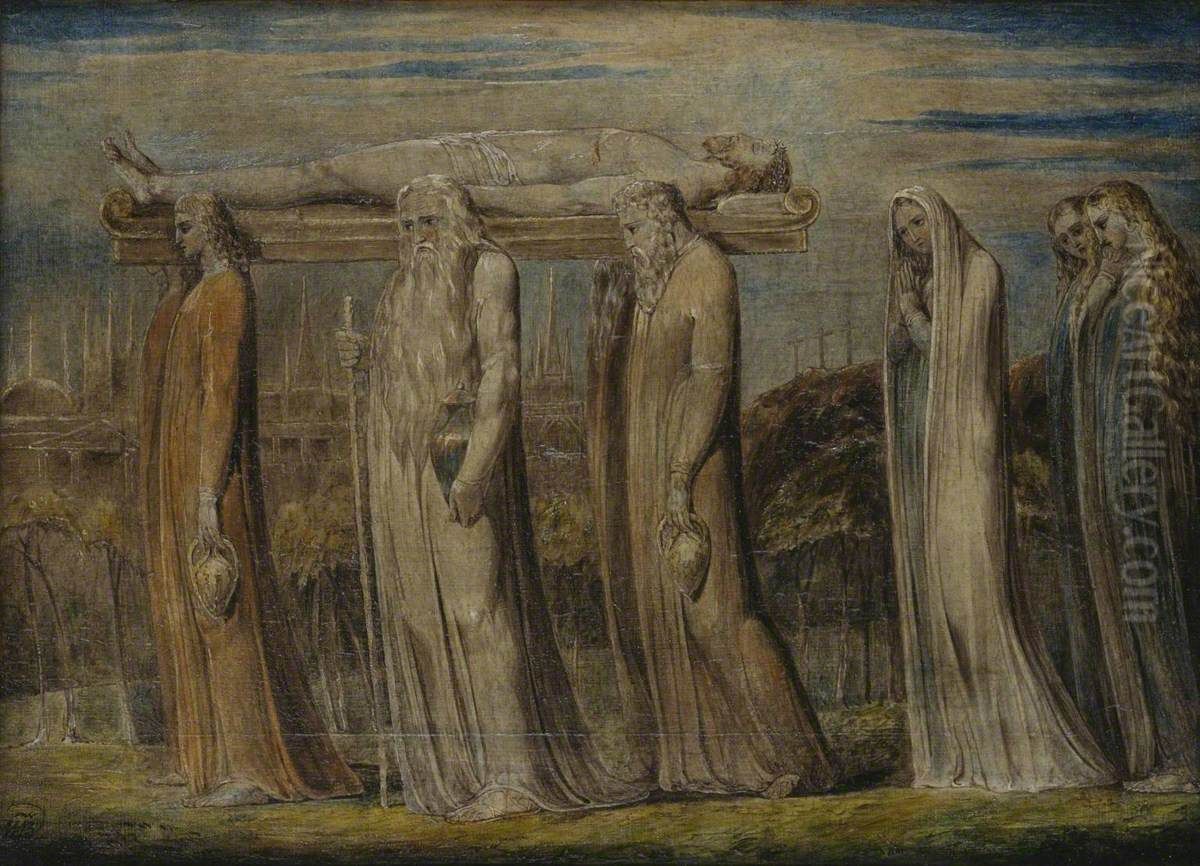 The Body of Christ Borne to the Tomb Oil Painting by William Blake