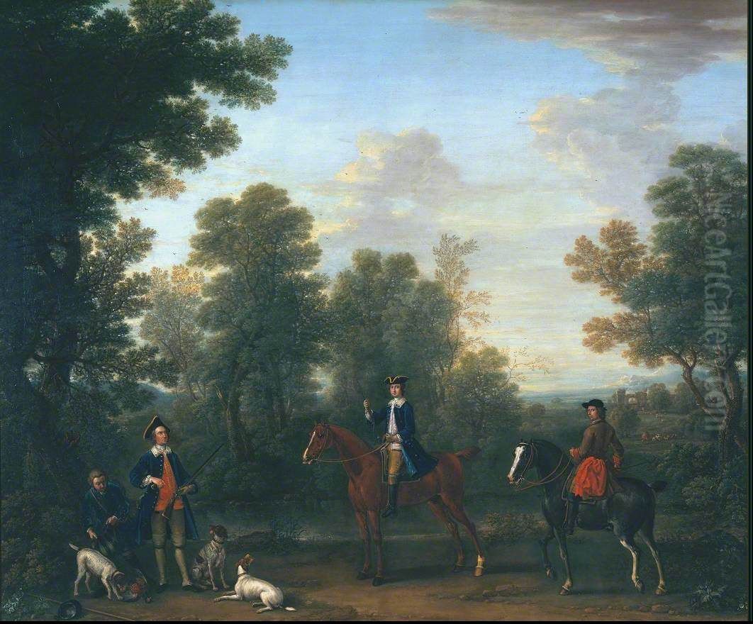 George Henry Lee, 3rd Earl of Litchfield, and his Uncle the Hon. Robert Lee, Subsequently 4th Earl of Litchfield, Shooting in 'True Blue' Frock Coats Oil Painting by John Wootton