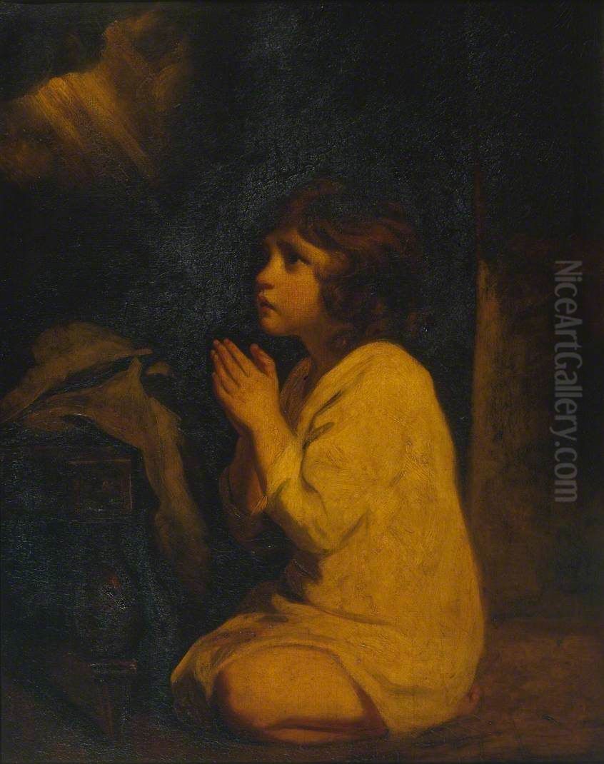 The Infant Samuel Oil Painting by Of Sir Joshua Reynolds