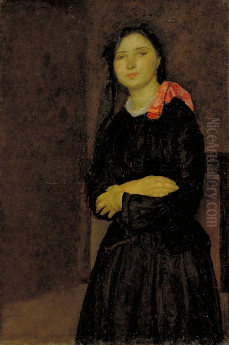 Dorelia in a Black Dress Oil Painting by Gwen John